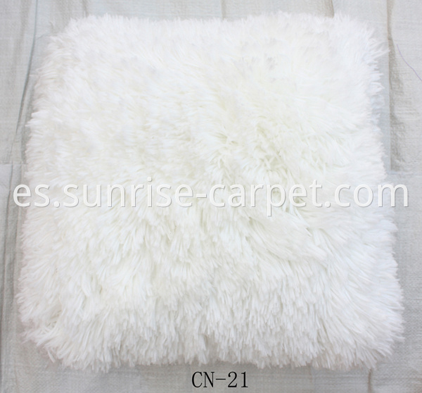 Pillow with Polyester Shaggy yarn white color